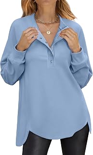 ANRABESS Sweatshirt for Women Oversized Henley Tunic Tops
