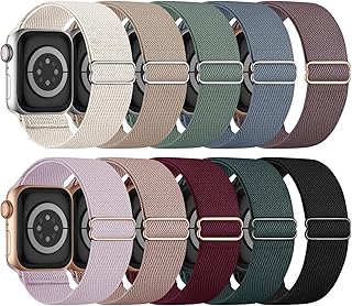 10 Pack Stretchy Bands Compatible with Apple Watch Band Women Men | 40mm 38mm 41mm 42mm 44mm 45mm 46mm 49mm Water-Resistant Solo Loop, Elastic Sport Straps for iWatch Series 12-1/SE/Ultra 4