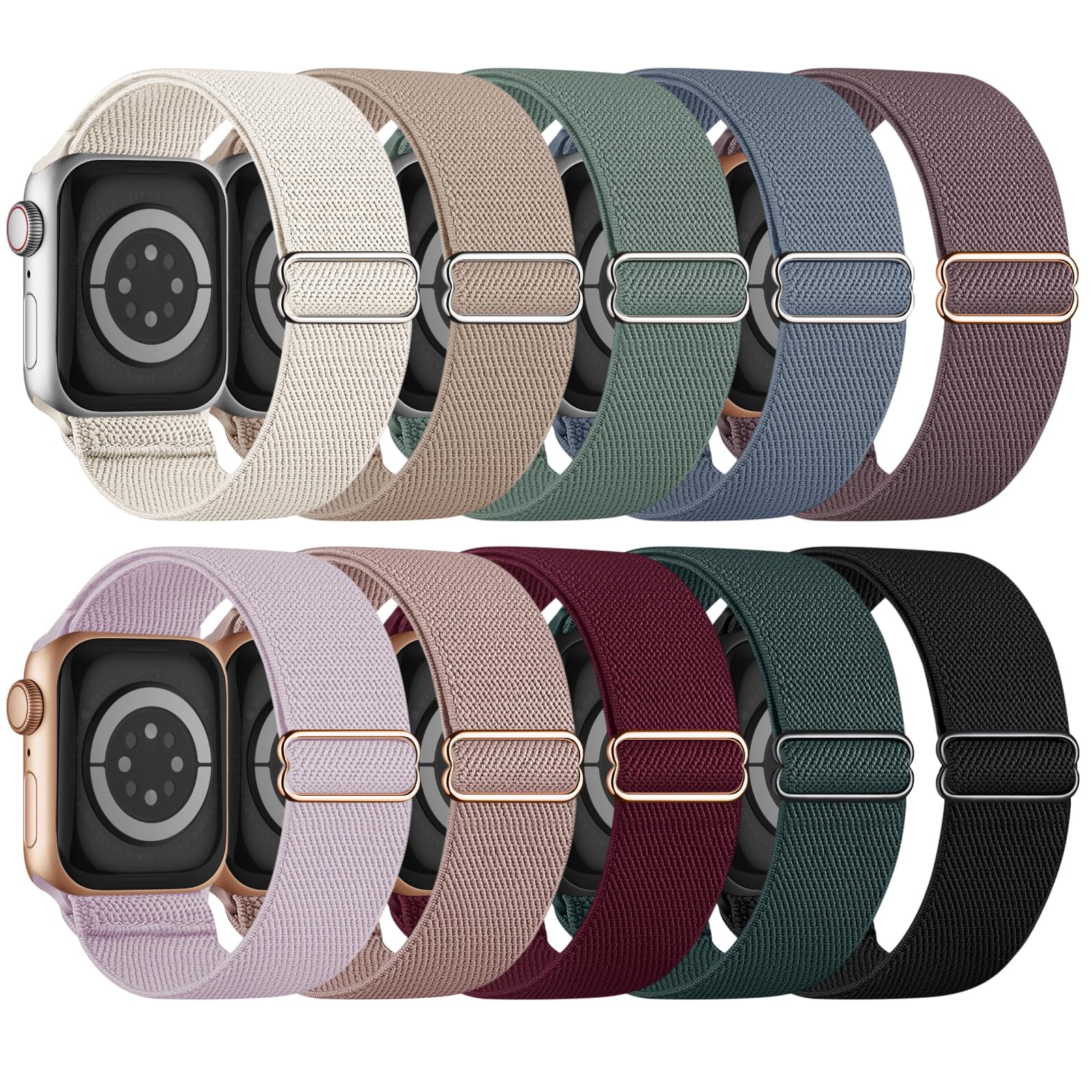 10 Pack Stretchy Bands Compatible with Apple Watch Band Women Men | 40mm 38mm 41