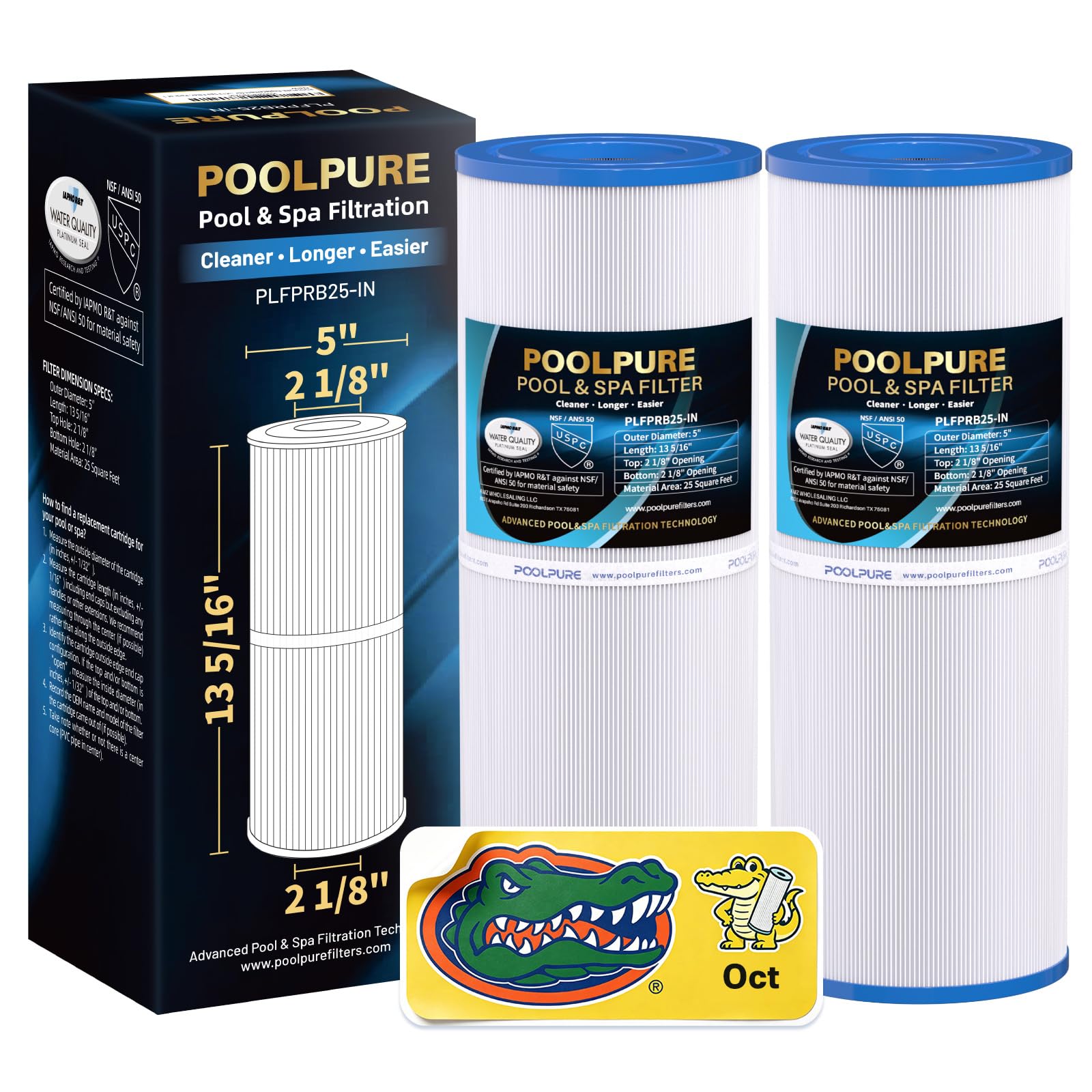 POOLPURE PRB25-IN Hot Tub Filter Replace Unicel C-4326, 3005845, 2Pack | Compati