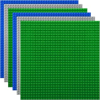 Lekebaby 6 Pack Classic Baseplates 10" x 10", Building Base Plates for Building Bricks, 100% Compatible with Major Brands and Activity Table-Baseplate, Sturdy & Safe, Age 3 and up Kids, Multicolored