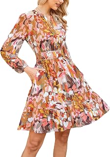 GRACE KARIN Women's V-Neck A-Line Knee Length Dress with Pockets