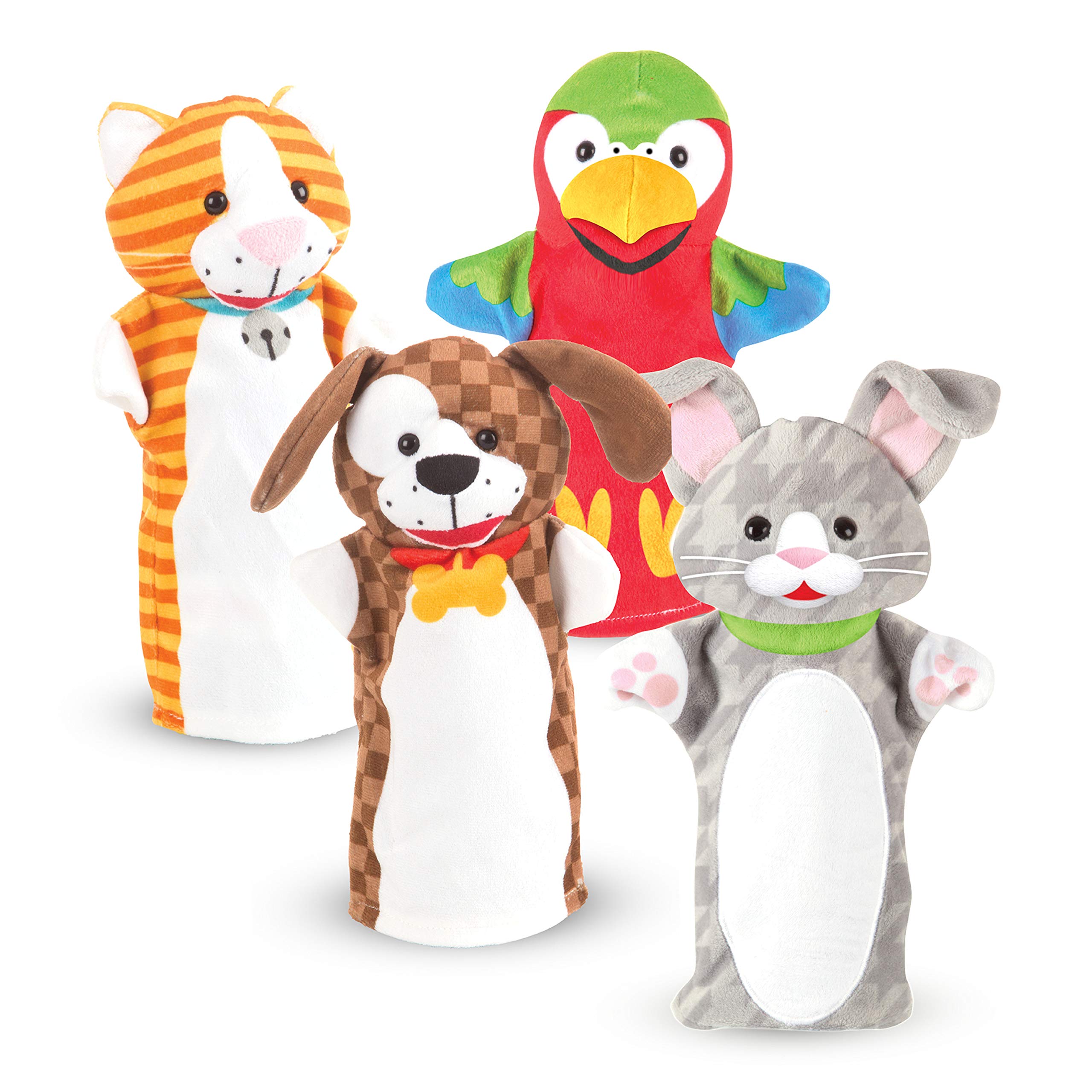 Melissa & Doug Playful Pets Hand Puppets (Set of 4) | 4 Soft Glove Puppets, Spar