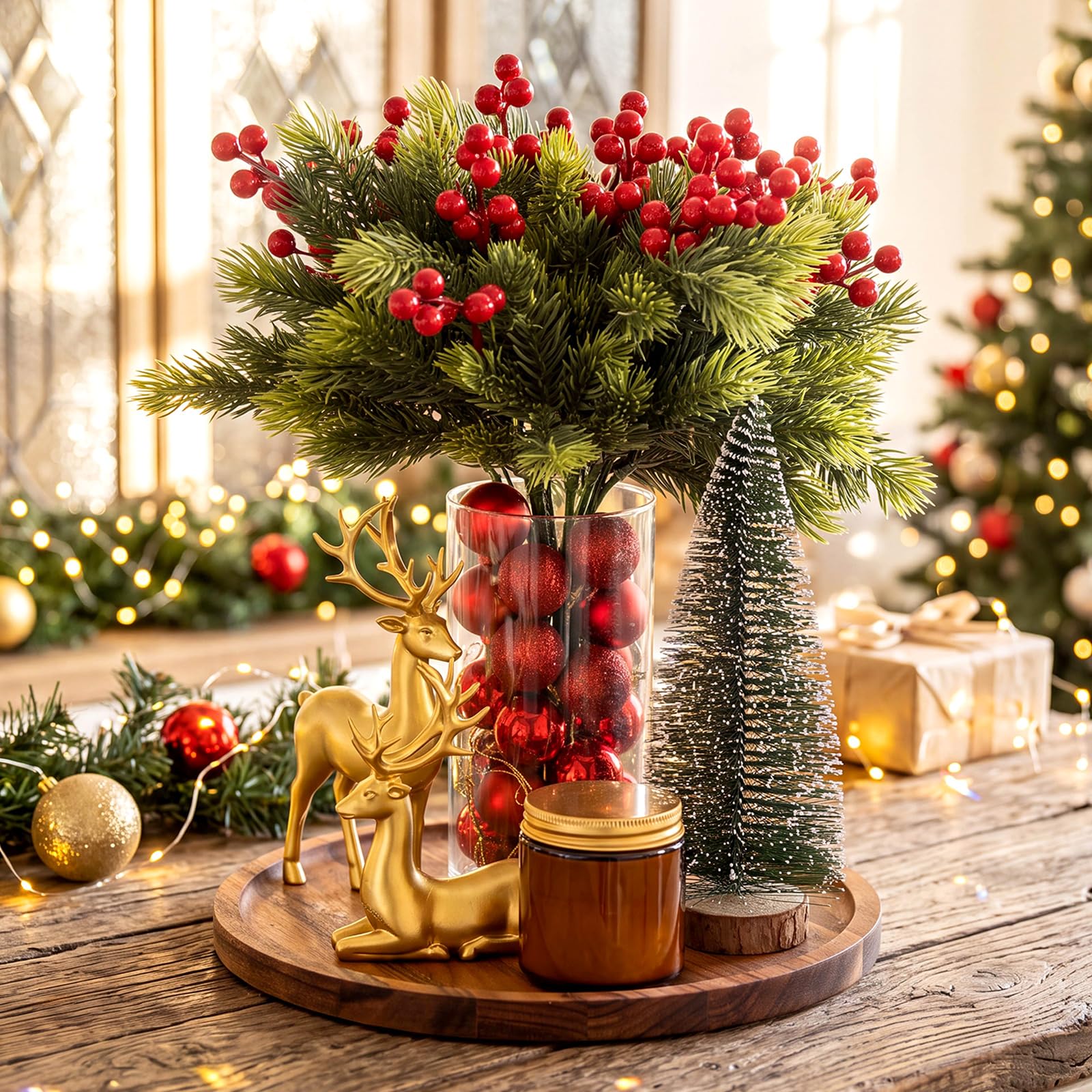Remerry 34 Pcs Christmas Table Decorations Indoor Xmas Tiered Tray Decor | Chris