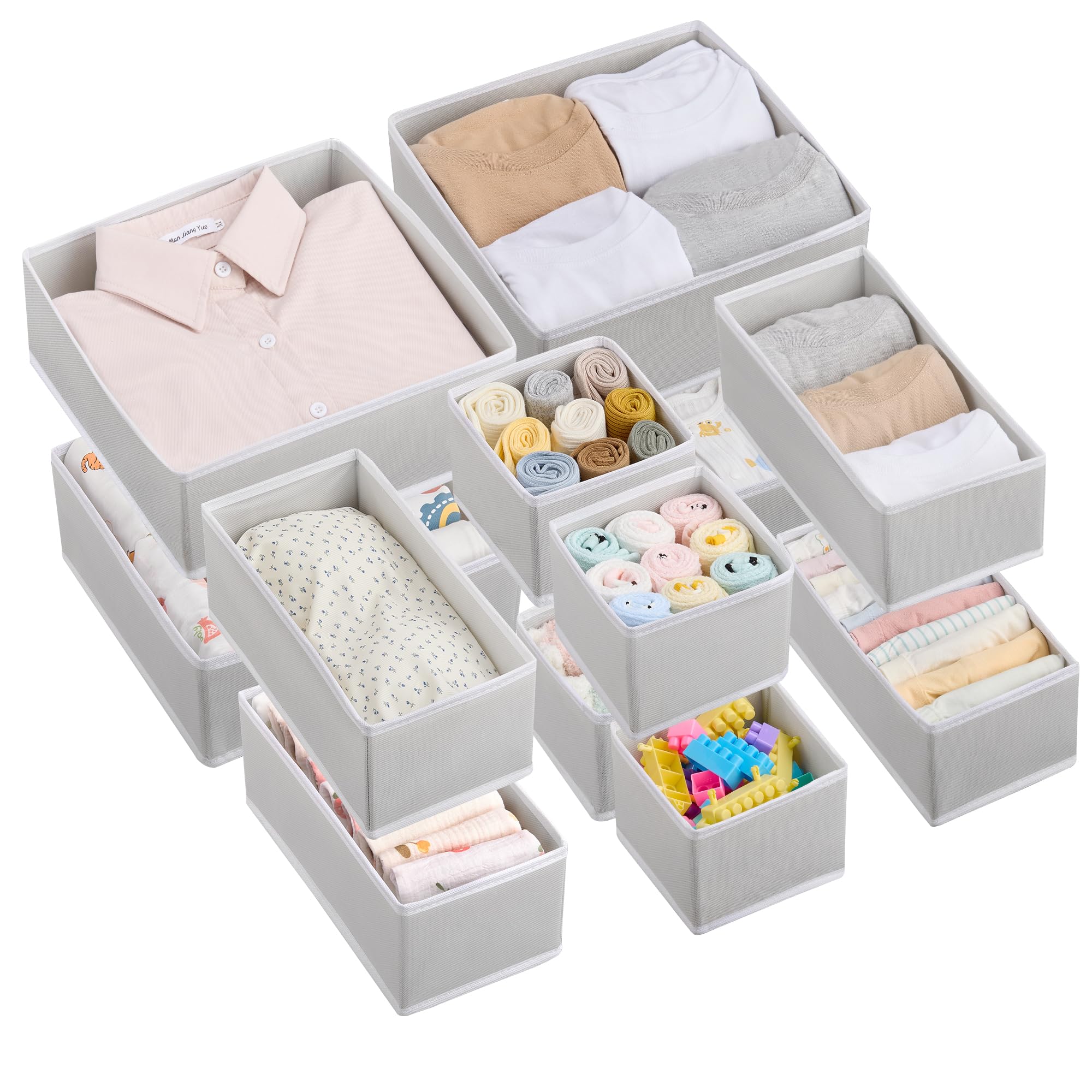 Vtopmart 12 Pack Drawer Organizer for Clothes, Underwear Organizer, Grey