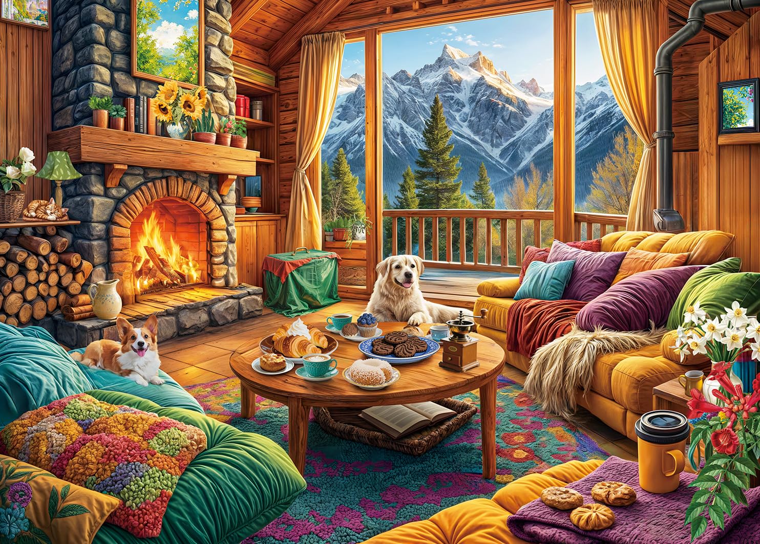 Puzzles 1000 Pieces for Adults jigsaw puzzles for adults-Alpine Cabin Retreat-10
