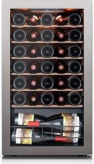 Ca'Lefort 34 Bottle Wine Fridge, 3 LED Countertop Wine Cooler Refrigerator | Wine Cooler Refrigerator,Countertop Wine Cooler with Double-Pane Glass Door, Removable Shelves, 37-65℉