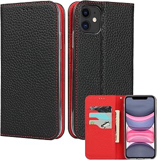ELTEKER Case for iPhone 11 [Genuine Leather Case] [RFID Blocking] [Card Slot] [Kickstand], Flip Wallet Case for iPhone 11 - Black