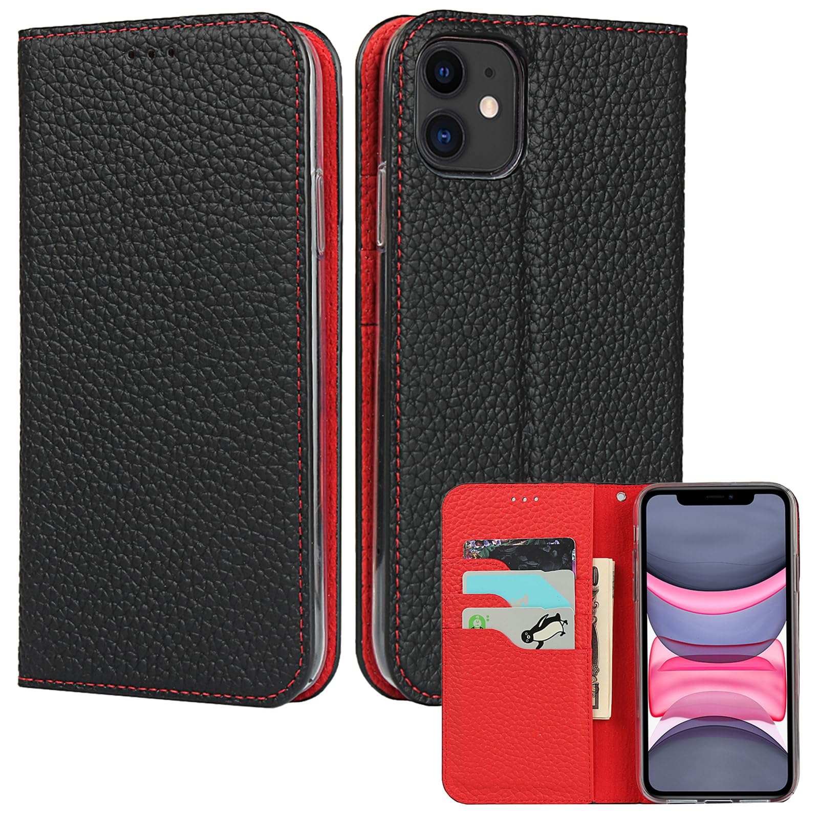 ELTEKER Case for iPhone 11 [Genuine Leather Case] [RFID Blocking] [Card Slot] [K