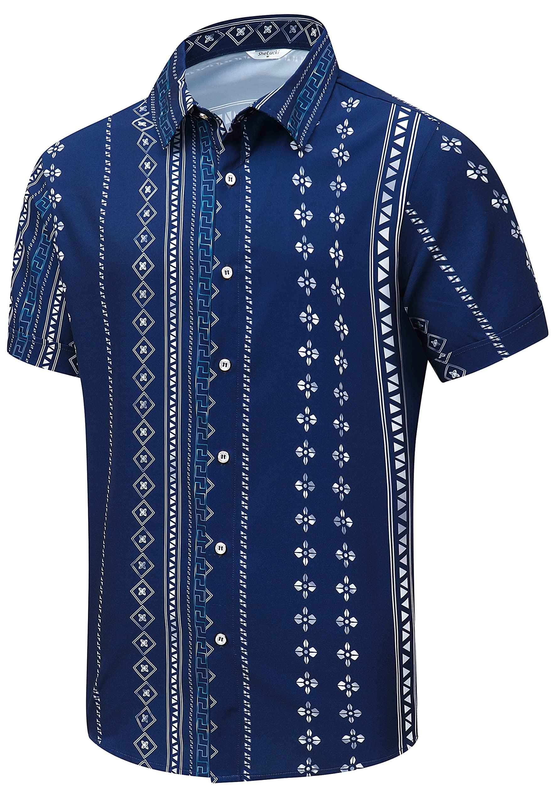 SheLucki Hawaiian Shirt Men Unisex Summer Beach Casual Short Sleeve Button Down 