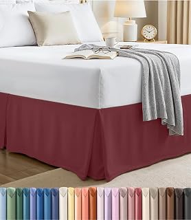 Utopia Bedding - Queen Size Bed Base Valance Sheet Soft 4 Tiered Easy Fit 16 Inch Drop Hotel Quality Shrink and Fade Resistant (Burgundy)