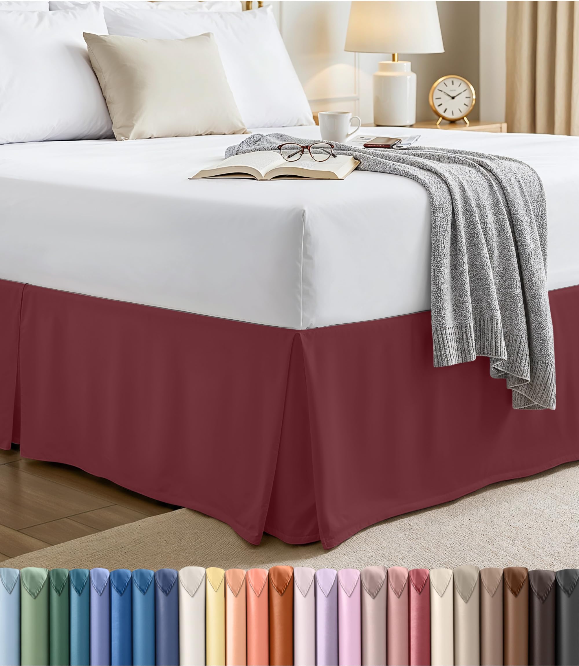 Utopia Bedding - Queen Size Bed Base Valance Sheet Soft 4 Tiered Easy Fit 16 Inc