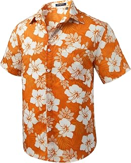 Mens Hawaiian Shirt Short Sleeved Summer Casual Hawaii Shirts for Men Funky Beach Tropical Holiday Aloha with Front Pocket Regular Fit
