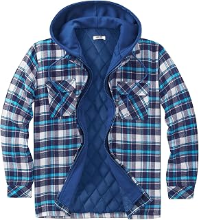 COOFANDY Shirt Jacket Men's Thermal Plaid Jacket Lumberjack Jacket with Hood Leisure Jacket for Autumn and Winter