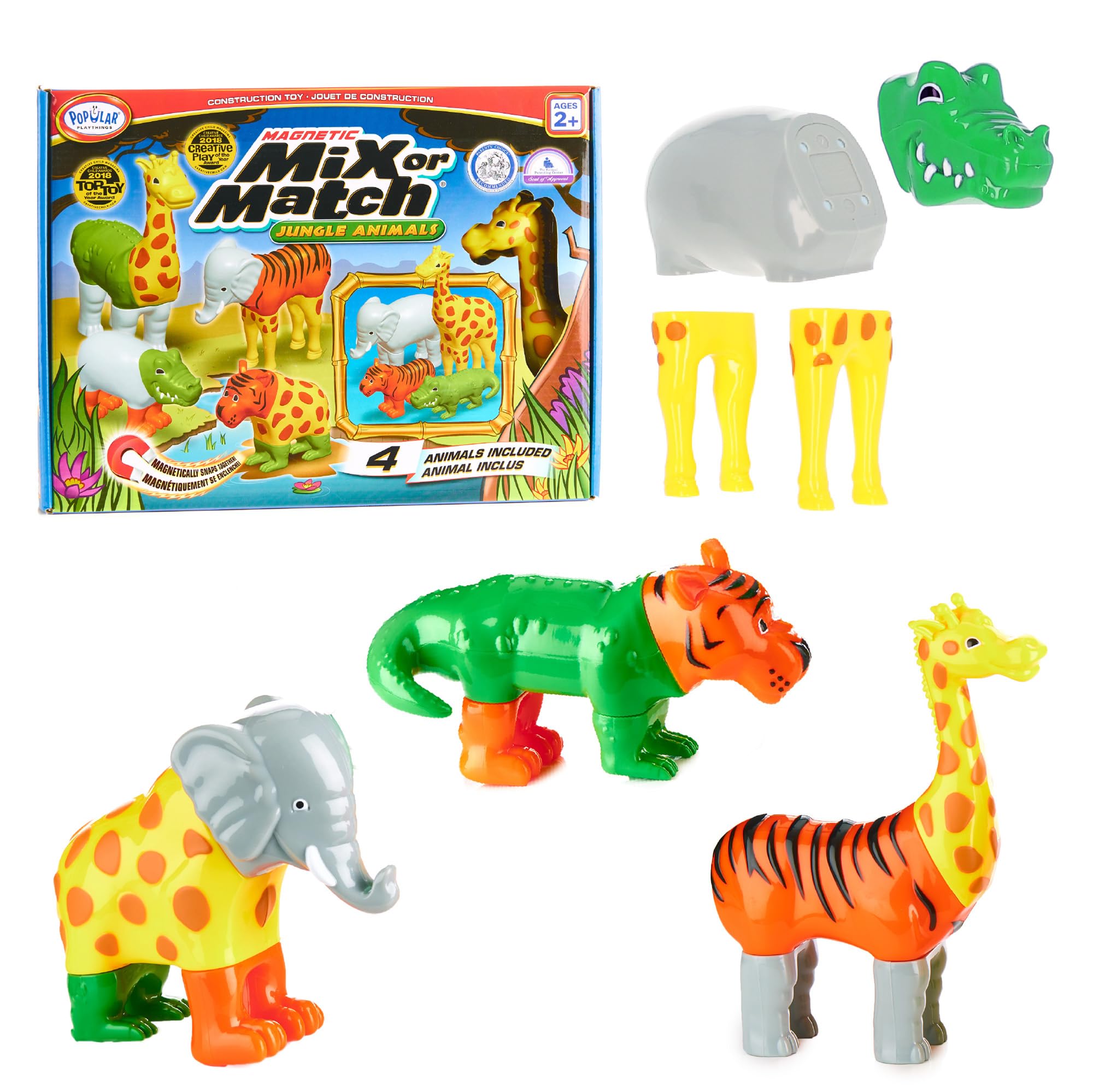 Popular Playthings Magnetic Mix or Match Animals | Magnetic Animals for Toddlers