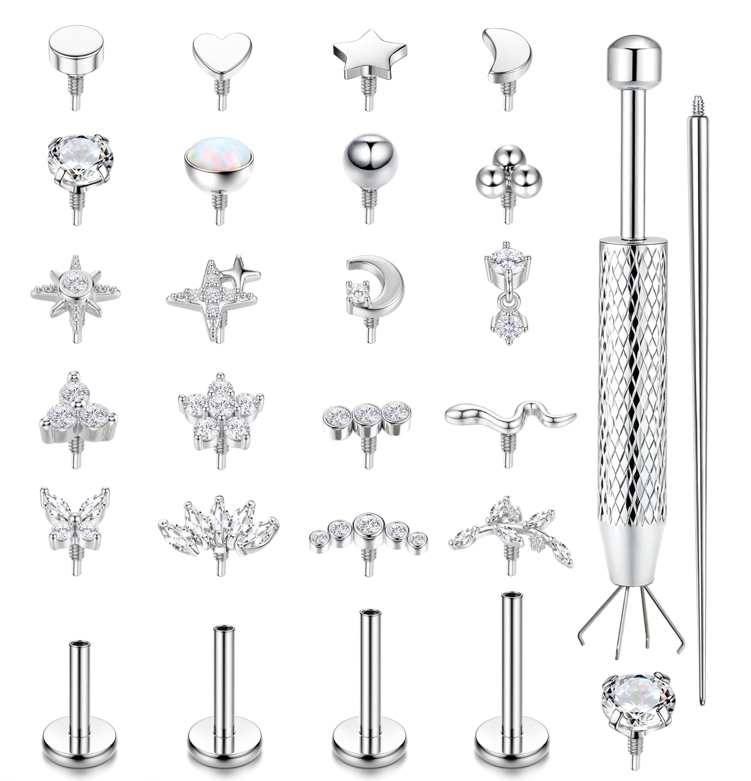 16G/18G Helix Piercing Jewellery Flat Back Earrings Tragus Nose Piercing | Surgi