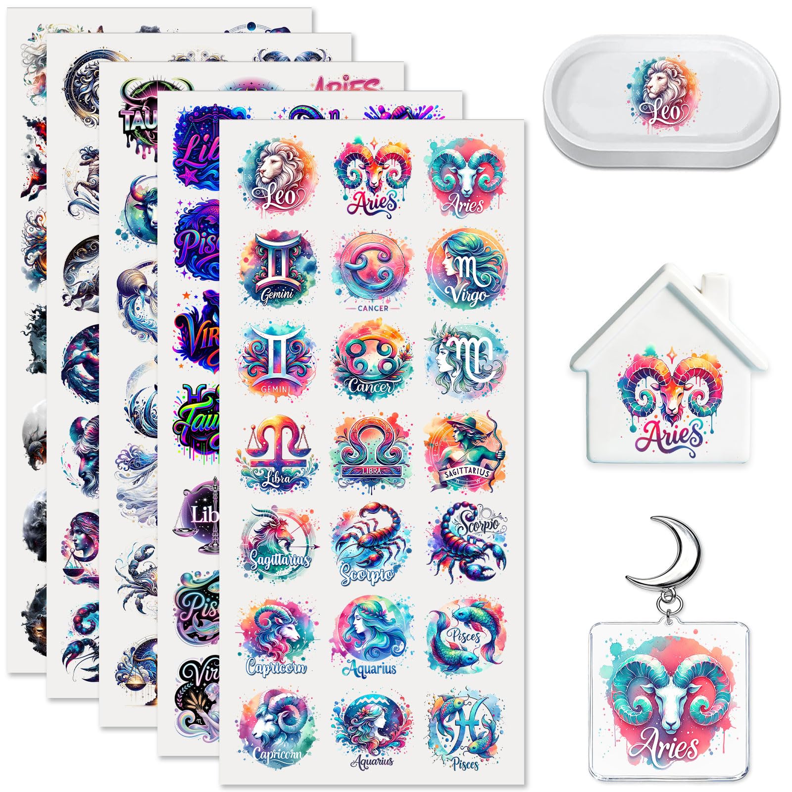 HERRYPENG 105PCS Chinese Zodiac UV DTF Stickers for Keychains | 105PCS UV DTF mi