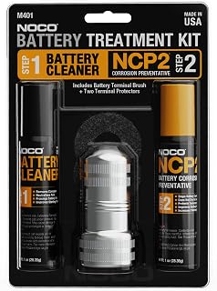 NOCO NCP2 M401 Battery Terminal Cleaning Kit with Battery Corrosion Preventative Spray, Battery Cleaner Spray, Battery Terminal Cleaning Brush, and Anti-Corrosion Washers