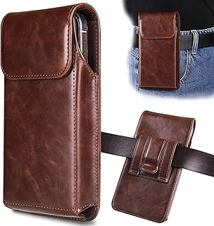 INGIDO Holster for iPhone 17, 17 Pro, 16, 16 Pro, 15, 15 Pro, 14, 14 Pro, 13, 13 Pro, 12, Galaxy S26, S25, S24, Premium Leather Pouch with Belt Clip Phone Holster Belt Case, Coffee -M