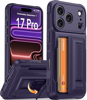Oterkin for iPhone 17 Pro Case with Card Holder & Stand, Purple 6.3"