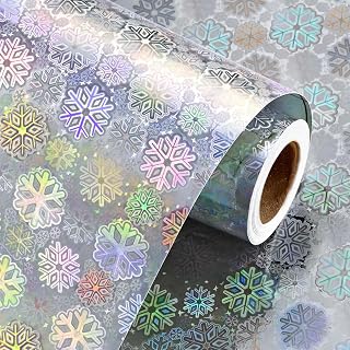 Wikadlik Snowflake Wrapping Paper, Silver Gift Wrap Paper Mini Roll for Christmas, Winter, Holiday Celebration - 43cm x 10m