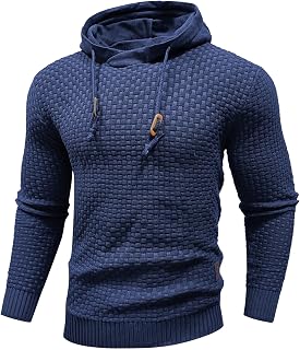 Zaitun Men's Long Sleeve Pullover Hoodie Sweatshirt Solid Color Knit Pullover