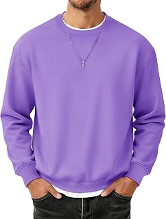 MAGCOMSEN Mens Sweatshirt Fleece Lined Long Sleeve Cotton Crewneck Pullover Winter Warm Casual Thermal Basic Tops