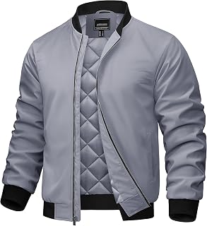 TACVASEN Men's Bomber Jacket Fall Winter Warm Full Zip Windbreaker Jackets