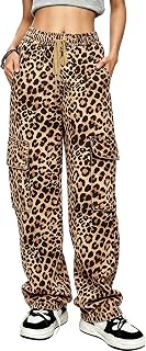 HVEPUO Camo Pants Women's High Waist Wide Leg Casual Camo Cargo Pants