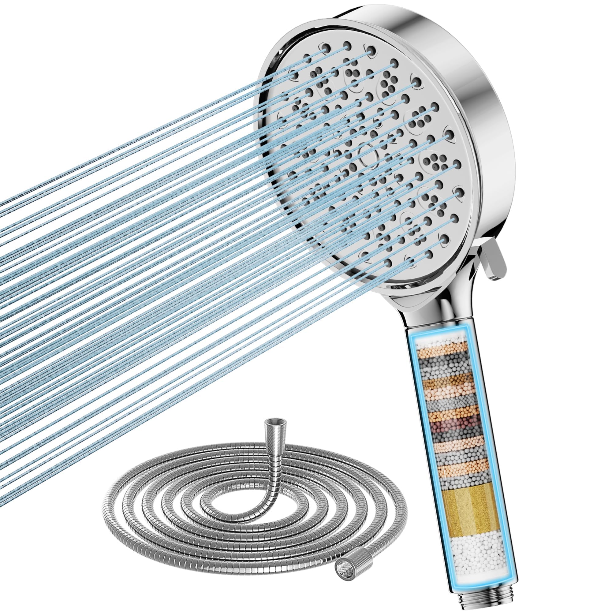 Cobbe Hard Water Filter Shower Head and Hose Set, 6-Spray High Pressure | Shower