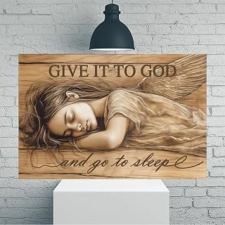 Sleeping Angel Wings Vintage Rustic Canvas Wall Art Print,12 x 18 Inches,No Frame,Home Office Decor for Living Room Bedroom Kitchen Bar