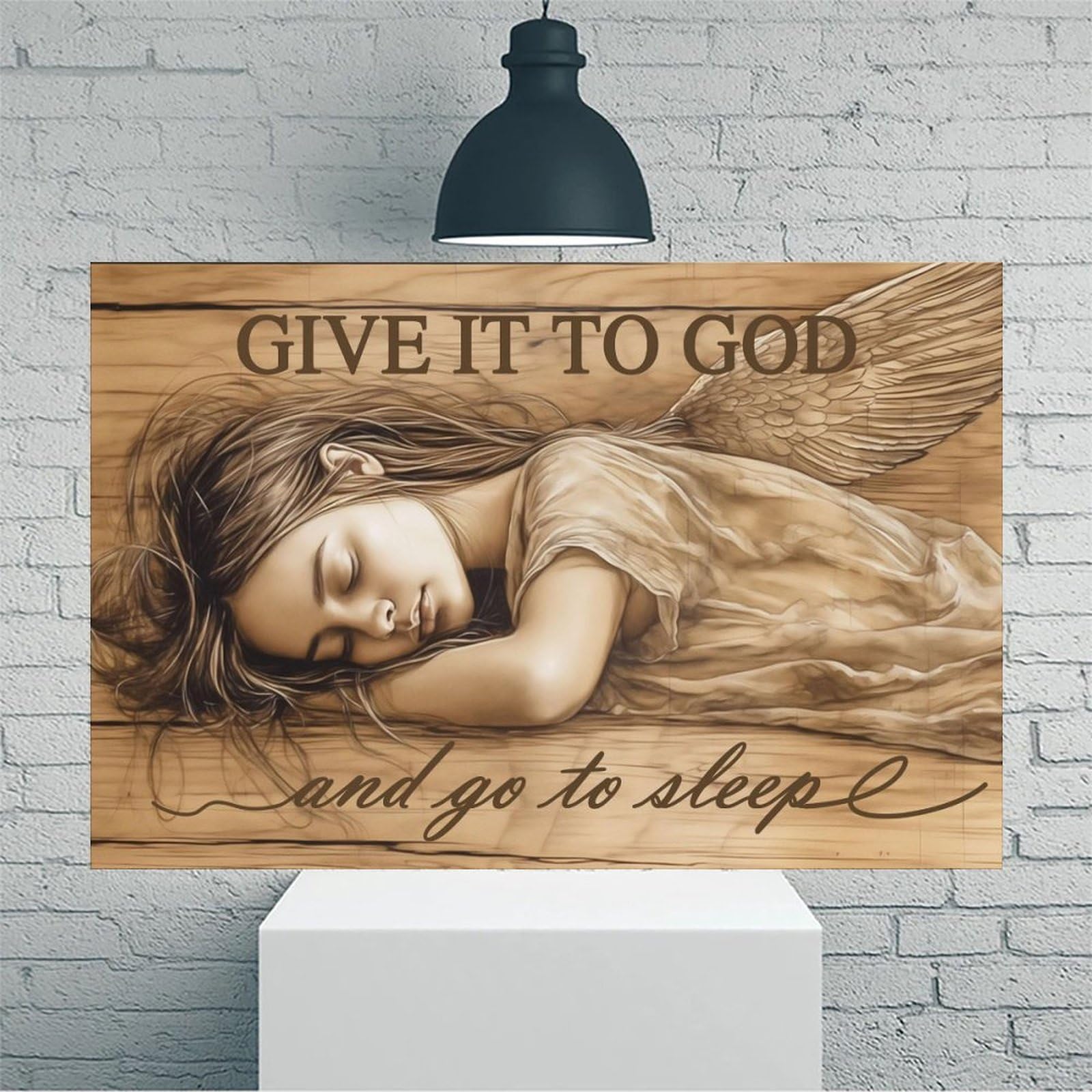 Sleeping Angel Wings Vintage Rustic Canvas Wall Art Print,12 x 18 Inches,No Fram