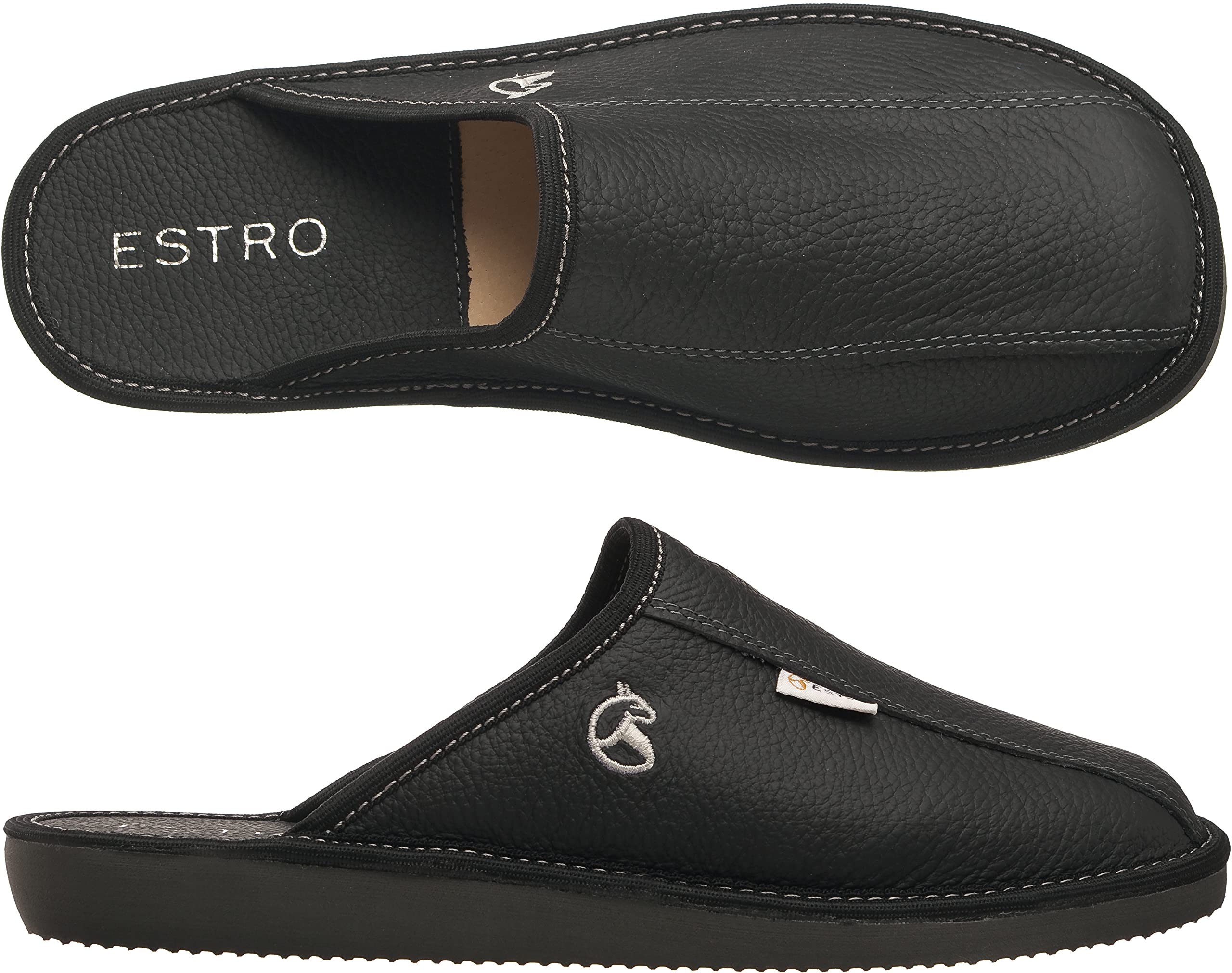 ESTRO Men's Slippers Slippers Leather Wool Mules Slippers Sole Unforgettable FRO