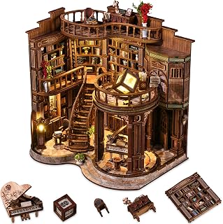 Book Nooks for Adults, DIY Miniature Dollhouse BookNook Kit-Dream Booktore | Model Kits Craft Kits for Adults, 3D Wooden Puzzle Book Nook Craft Bookshelf Decor, Adult Craft Kits Gift with Led Light