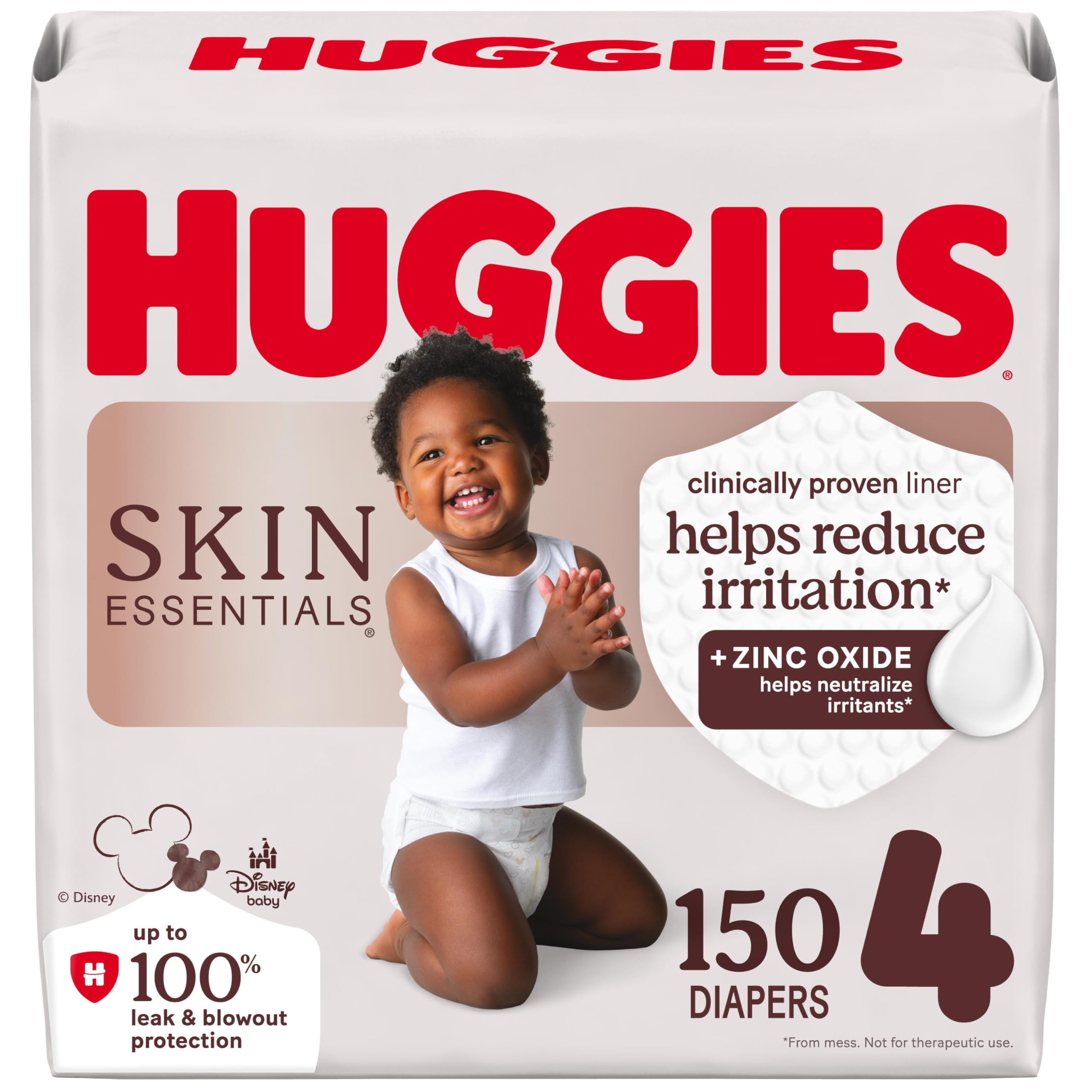 Huggies Size 4 Diapers, Skin Essentials Baby Diapers, Size 4 (22-37 lbs), 150 Co