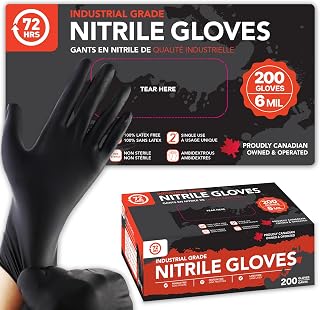 72HRS Black Nitrile Gloves - 6 Mil Disposable Gloves