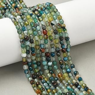 5 Strands 4mm Natural Agate Faceted Beads Colorful Round Beads Energy Healing Beads for Jewelry Making, DIY Bracelets, Necklace Supplies, About 88-94pcs