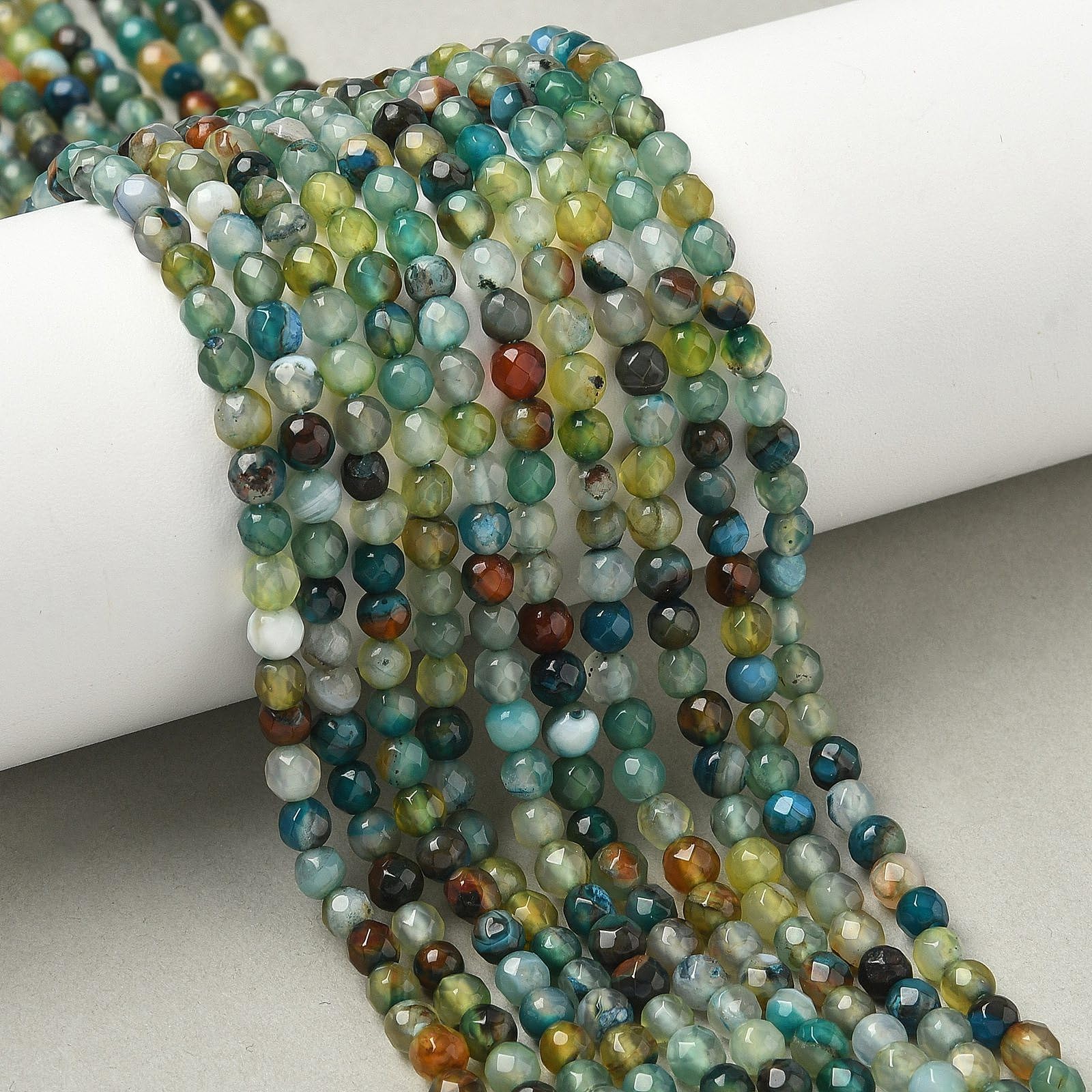 5 Strands 4mm Natural Agate Faceted Beads Colorful Round Beads Energy Healing Be