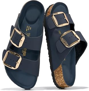 Project Cloud Flat Sandals Women Comfortable 100% Genuine Leather Memory Foam Beach Essentials Womens Sandals Cork Footbed Women's Sandals Vacation Essentials Slides for Women Footwear (Venita)
