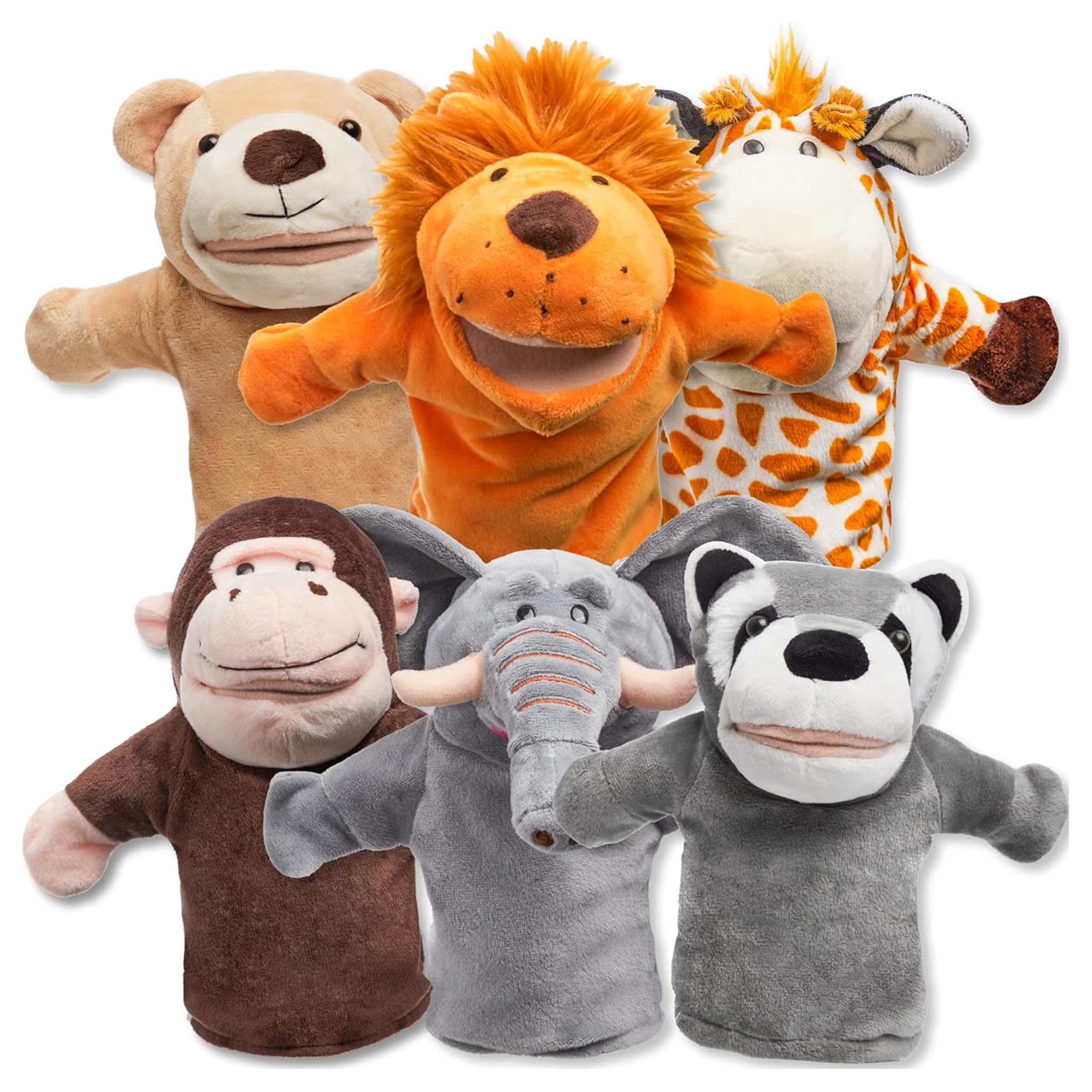 JOYIN 6Pcs Hand Puppets, Animal Puppets for Children with Working Mouth | Animal