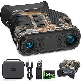 WOSPORTS Night Vision Binoculars, 10X Optical + 8X Digital Zoom | – 1300FT Range, 3'' Screen, Rechargeable, 64GB Card – Ideal for Bird Watching, Wildlife & Outdoor Photography