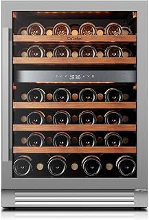 Ca'Lefort 24 Inch Wine Fridge, 52-Bottle Dual Zone Wine Cooler Refrigerator | 40-65°F Control, Adjustable Shelves, Glass Door & 3-Color LED, Automatic Defrost, Built-In or Under Counter for Home Bar