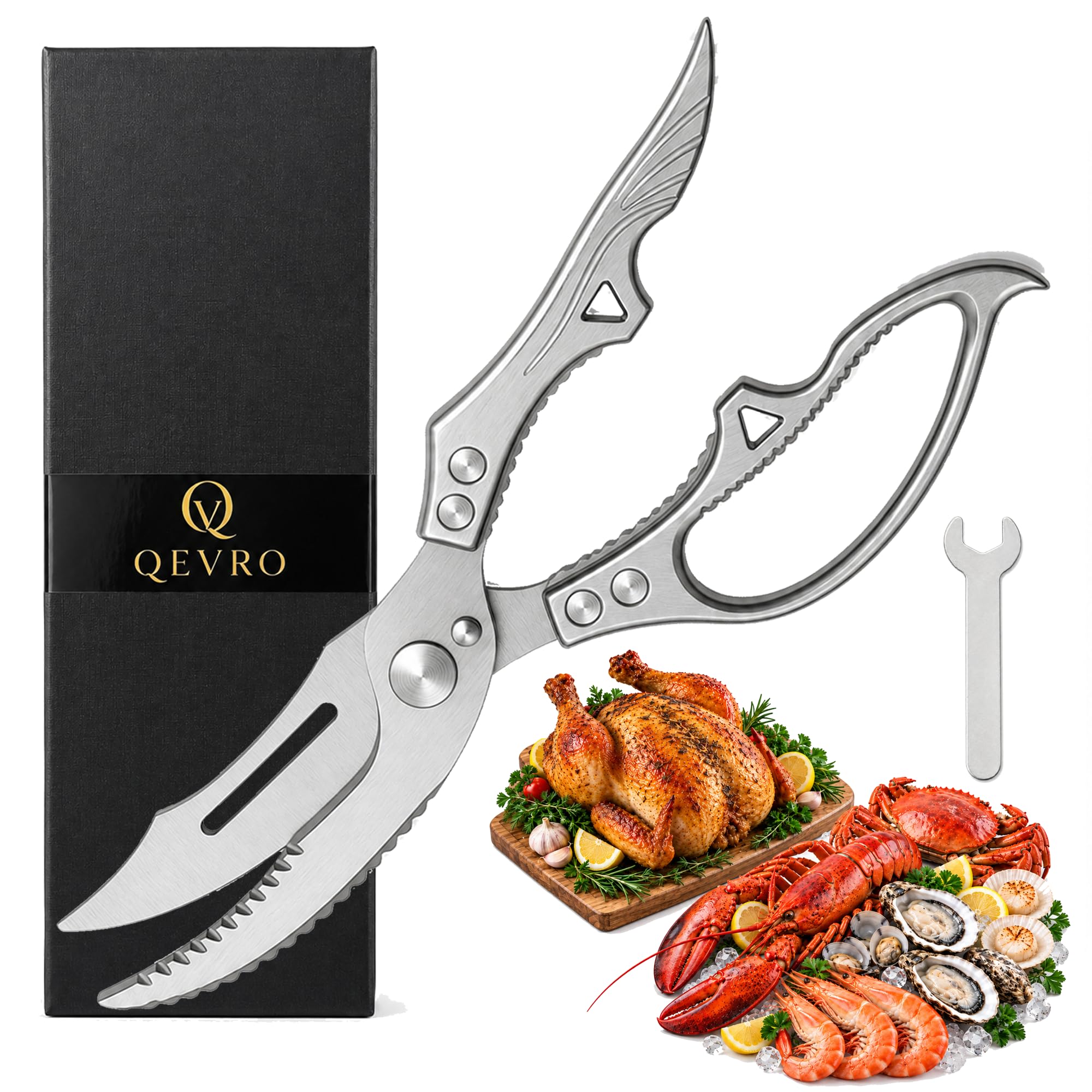 Heavy Duty Poultry Shears, Kitchen Scissors, Spring-Loaded, 10.6 Inch