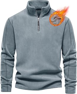 Men's Fleece Jumper Quarter Zip Warm Sweatshirt Relaxed Fit Pullover | Double Layer Fleece Sweatshirt Thick Soft Cosy Warm for Autumn Winter Colder Days Perfect for Relaxing at Home and Outdoors