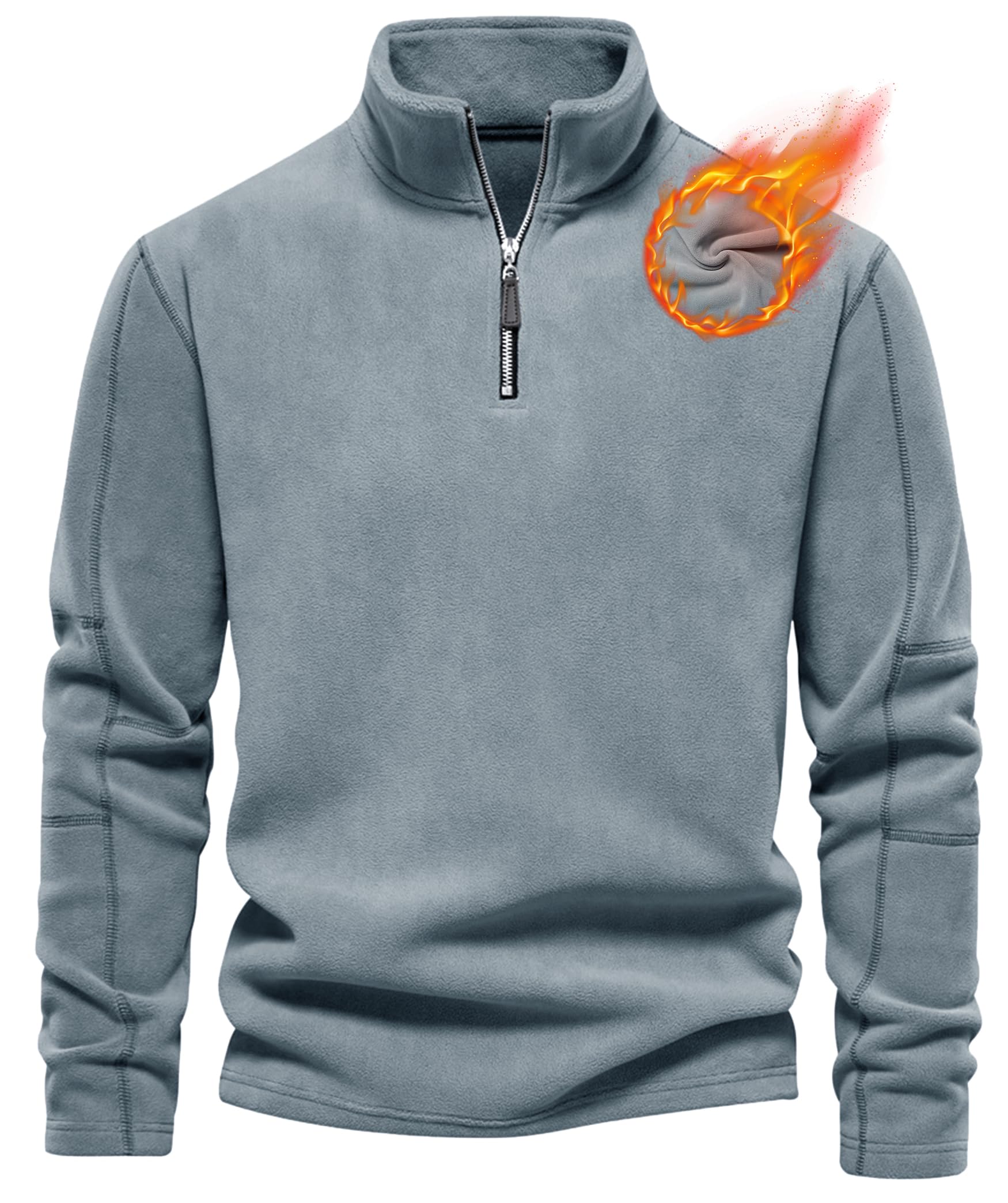 Men's Fleece Jumper Quarter Zip Warm Sweatshirt Relaxed Fit Pullover | Double La