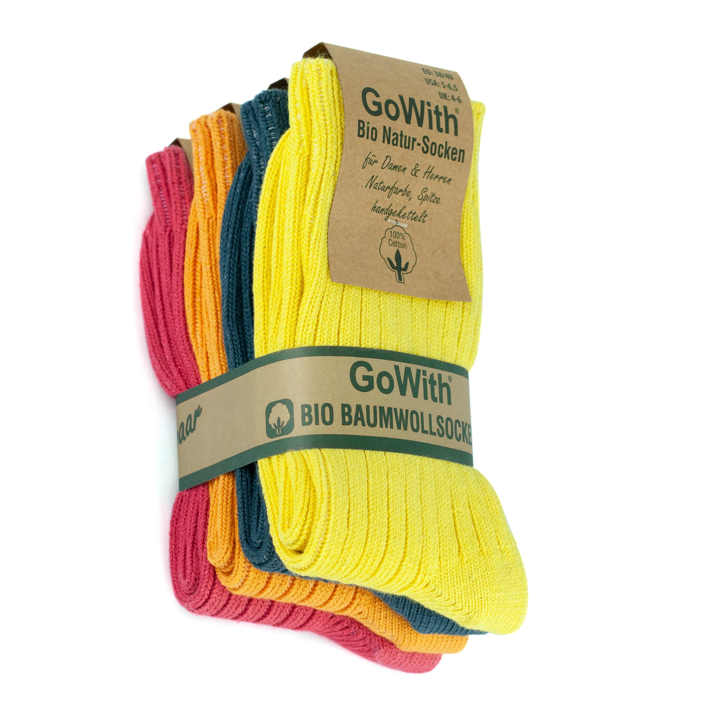 GoWith 4-5 Pairs Unisex 97% Natural Cotton Socks Comfortable Cozy Breathable Sea