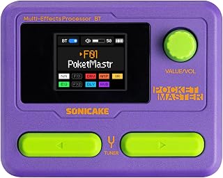 SONICAKE Pocket Master Guitar Bass Amp Modeling IR Cabinets Simulation Multi-Effects with Stereo OTG USB Audio Interface BT Audio 1.77" LCD Color Screen Purple