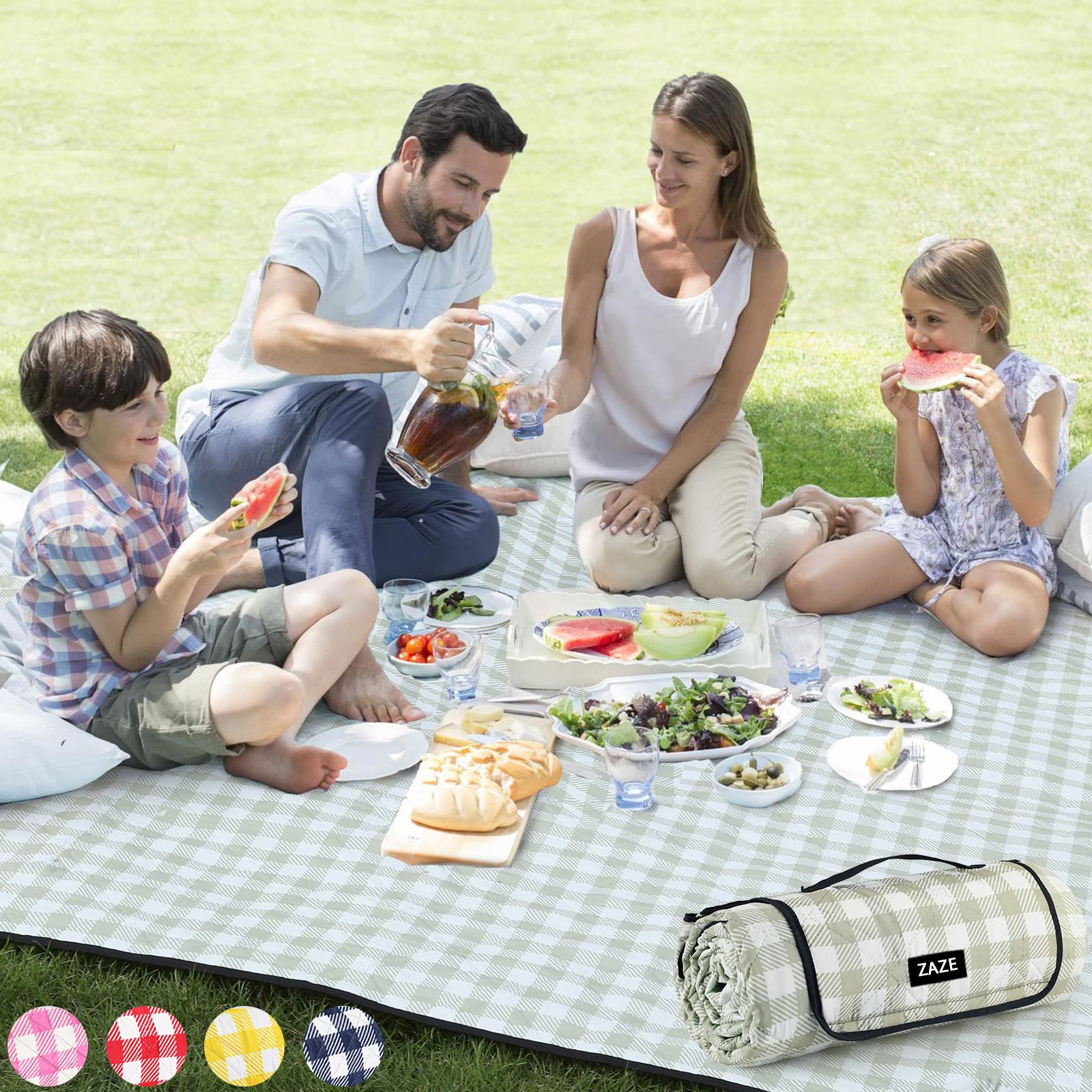 ZAZE Extra Large Picnic Outdoor Blanket, 80''x80'' Waterproof Foldable Blankets 