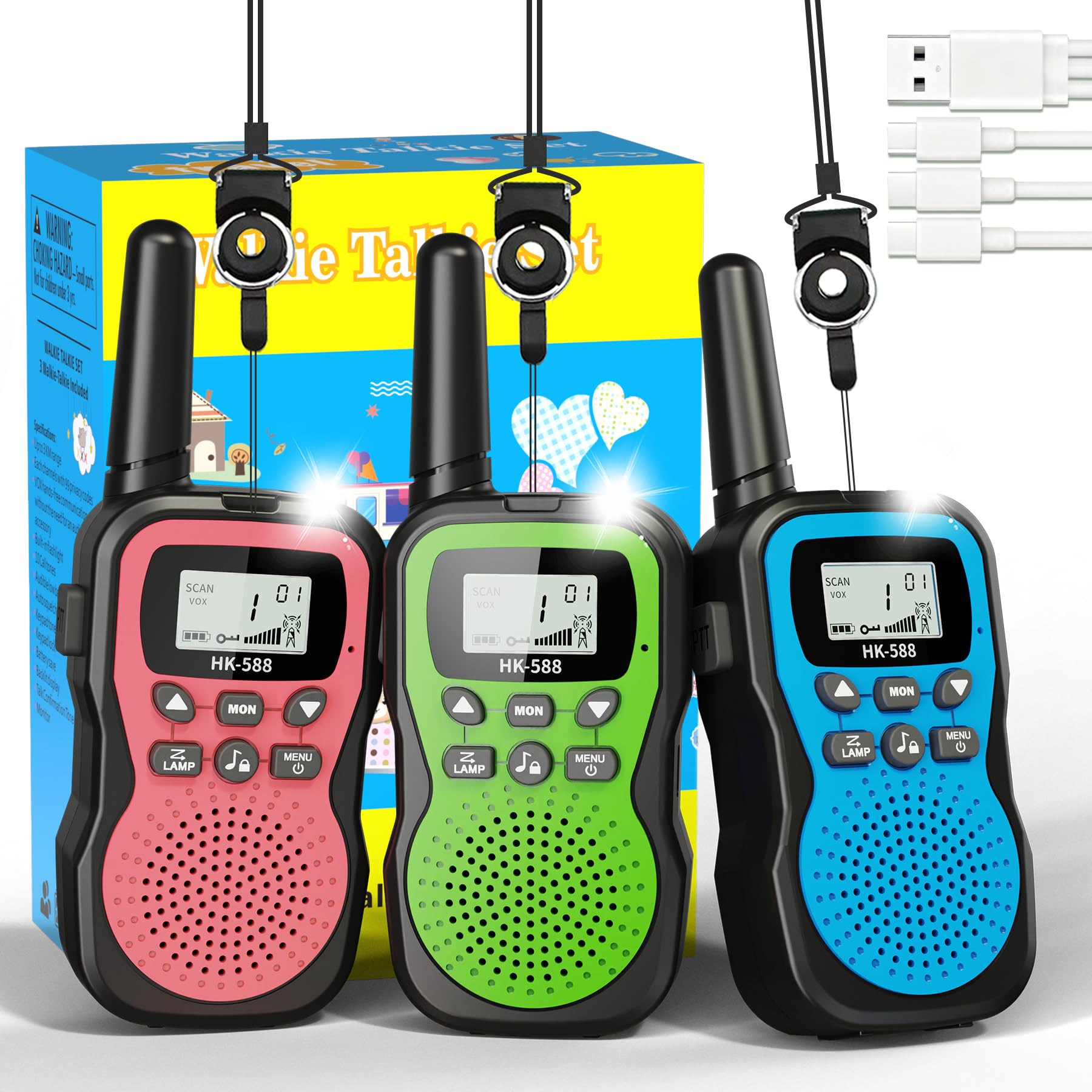 Gmito Walkie Talkies for Kids Rechargeable,Outdoor Toys for 6 7 8 9 10 11 12 Yea