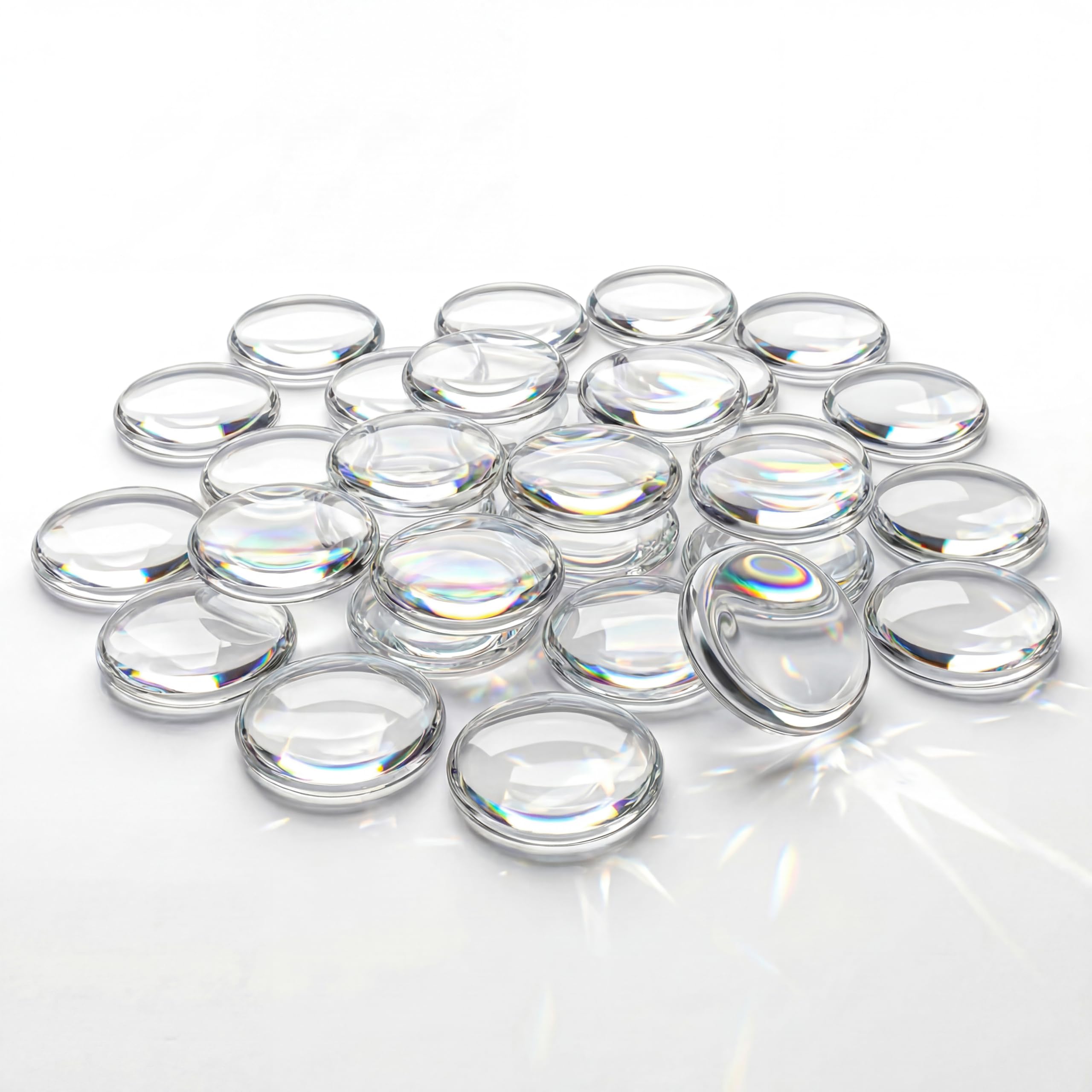 Eunenete 55 Pieces 1 Inch/25mm Round Clear Glass Dome Cabochons, Non-Calibrated 